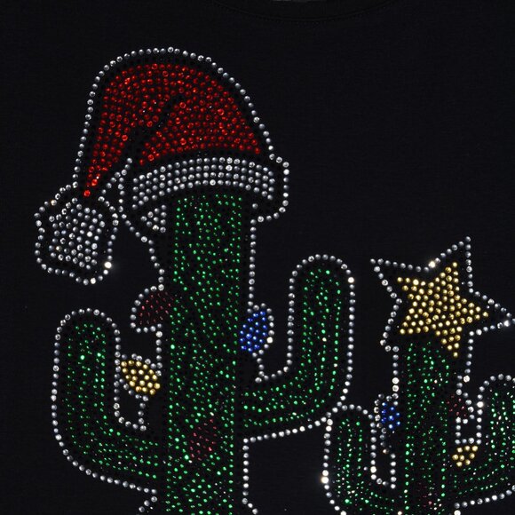 Christmas Cactus rhinestone bling RN SS shirt XS S M L XL XXL 1X 2X 3X 4X 5X - Picture 4 of 9